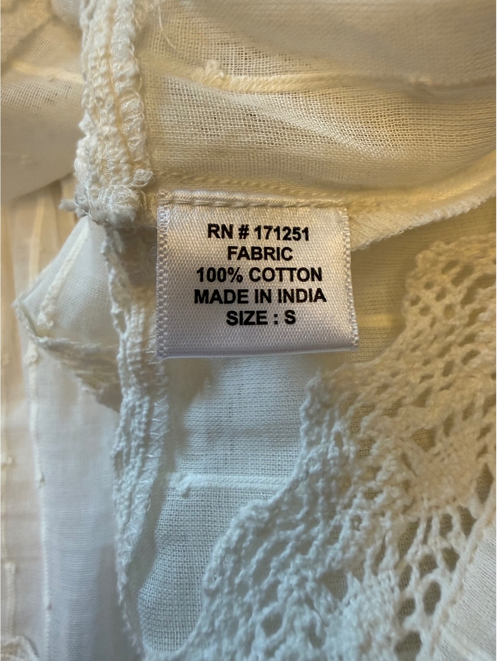 Jennifer & Grace White Crochet Lace Boho Blouse Size S 100% Cotton Cottagecore - Picture 5 of 5